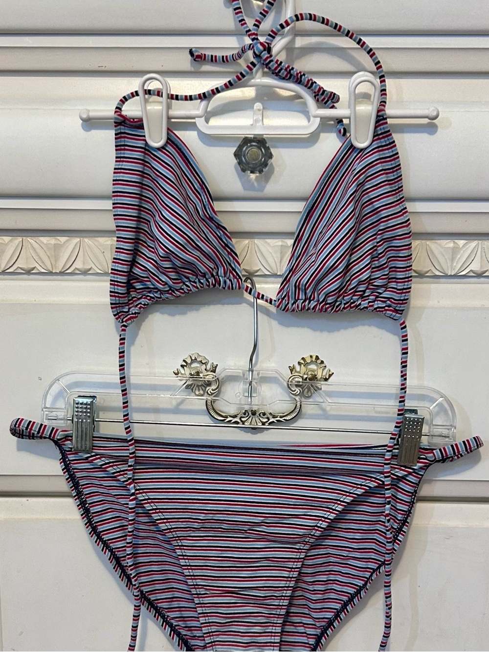 Vintage Y2K Old Navy Striped Swim Top in Navy, Red & Light Blue